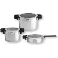 Berghoff Set de casseroles 6 pièces Neo Glass en inox 18/10 Ø16 Ø20 Ø24 argent