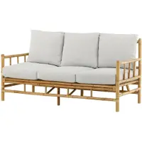 Ebuy24 Cane canapé de jardin avec coussin de jardin 3 pers. naturel.