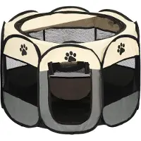 Springos Parc Pour Chiots Avec Fond Parc Pliable Pour Chiens, Chats, Furets ¿ Dimensions : 114 X 114 X 56 Cm