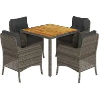 vidaXL Ensemble de jardin 5 pièces avec coussins Gris Poly rotin