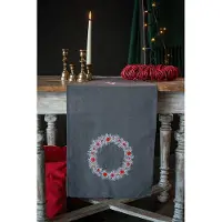 Vervaco Ensemble de nappes en satin "Motifs de Noël", 38x138 cm
