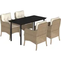 vidaXL Ensemble à manger de jardin avec coussins 5pcs Beige poly rotin
