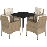 vidaXL Ensemble à manger de jardin avec coussins 5pcs Beige poly rotin