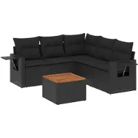 vidaXL ensemble de salon de jardin 6 pièces avec coussins Noir Poly Rattan