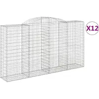 vidaXL Paniers à gabions arqués 12 pcs 300x50x160/180 cm fer galvanisé