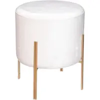 Atmosphera Tabouret d'appartement Living ivoire en velours
