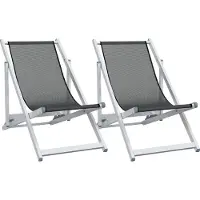 vidaXL Chaises de plage 2 pcs. Pliable Gris Aluminium et Textilène