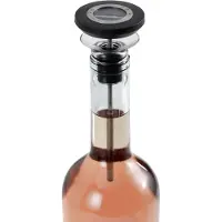 AdHoc Gusto Thermomètre Verseur et bouchon, bouchon de bouteille, verseur, verseur de bouteille, plastique, acier inoxydable, verre, silicone, noir, H : 15 cm, FV64