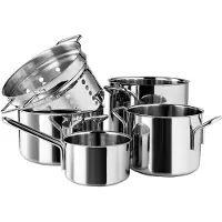 Eva Trio Jeu de casseroles en acier inoxydable 5 pièces