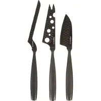 Boska Set de couteaux à fromage Monaco+ Black - 3 pièces - avec housse en cuir - acier inoxydable - Extra anti-adhésif