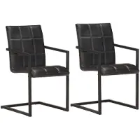 vidaXL Chaise cantilever 2 pcs. noir cuir véritable