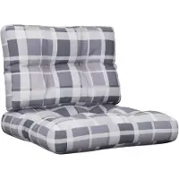 vidaXL Coussins de palette lot de 2 motif à carreaux gris tissu