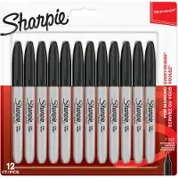 Sharpie Marqueurs permanents , pointe fine, noir, paquet de 12