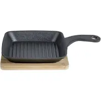 Cosy & Trendy Kp Poele A Grill En Fonte Avec Poignee Coated 15x15x2cm-bamboo Base