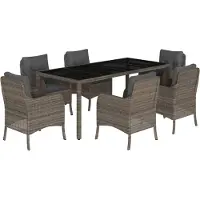 vidaXL Ensemble de jardin 7 pièces avec coussins Gris Poly rotin