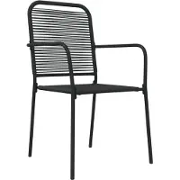 vidaXL Ensemble à manger de jardin 7 pcs Noir Corde de coton et acier