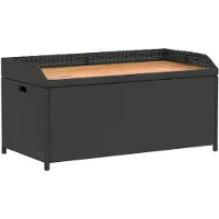 vidaXL Banc avec espace de rangement noir 100x50x52 cm Poly rotin acacia