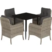 vidaXL Salon de jardin 5 pièces avec coussins gris clair Poly rotin