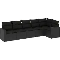 vidaXL Ensemble de salon de jardin 6 pièces avec coussins noir poly rotin