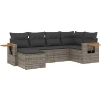 vidaXL Ensemble de salon de jardin 7 pièces avec coussins noir poly rotin