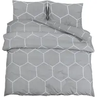 vidaXL Ensemble de literie Gris 225x220 cm coton