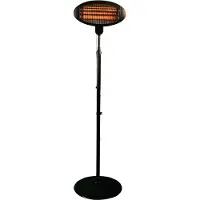BRASQ Chauffe-terrasse électrique sur pied PHS100 - Chauffe 2000W - 3 niveaux de chaleur - Réglable - Résistant aux éclaboussures - Pour l'intérieur et l'extérieur - Noir