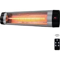 BRASQ Electric Terrace Heater Pendant PHW200 - Chauffage infrarouge 2500W - avec télécommande et minuterie - 3 niveaux de chaleur - Pour l'intérieur et l'extérieur - Résistant aux éclaboussures - Noir