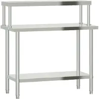 vidaXL Table de travail de cuisine avec panneau à poser 110x55x120 cm inox