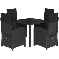 vidaXL Ensemble de jardin 5 pièces avec coussins Noir Poly Rattan