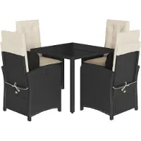 vidaXL Ensemble de jardin 5 pièces avec coussins Noir Poly Rattan