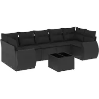 vidaXL Ensemble de jardin canapé 8 pièces avec coussins noir poly rotin
