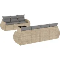 vidaXL Ensemble de jardin canapé 8 pièces avec coussins Beige Poly Rattan