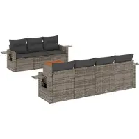vidaXL Ensemble de jardin canapé 8 pièces avec coussins Gris Poly rotin