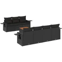 vidaXL Ensemble de jardin canapé 8 pièces avec coussins noir poly rotin