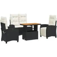 vidaXL Ensemble de jardin 4 pièces avec coussins Noir Poly Rattan
