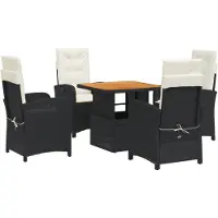 vidaXL Ensemble de jardin 5 pièces avec coussins Noir Poly Rattan