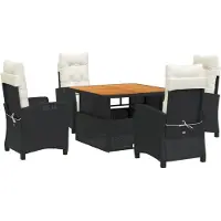 vidaXL Ensemble de jardin 5 pièces avec coussins Noir Poly Rattan