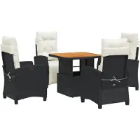 vidaXL Ensemble de jardin 5 pièces avec coussins Noir Poly Rattan
