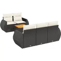 vidaXL Ensemble de salon de jardin 6 pièces avec coussins noir poly rotin
