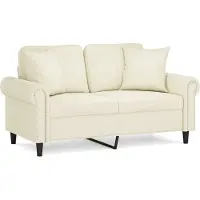 vidaXL Canapé 2 places avec oreillers décoratifs crème 120 cm velours