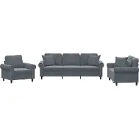 vidaXL Ensemble de canapés 3 pièces avec coussins gris foncé velours
