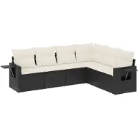vidaXL Ensemble de salon de jardin 6 pièces avec coussins noir poly rotin