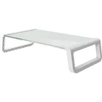 Trust Monta Support de Moniteur, Support Écran PC en Verre Trempé Réhausseur d'Écran Ergonomique - Blanc