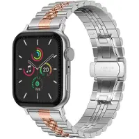 Selencia Bracelet Metallique Jubilee pour Apple Watch | 38/40/41/42 mm - Argent & Or Rose