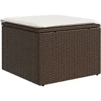 vidaXL Tabouret de jardin avec coussin brun 55x55x37 cm résine tressée