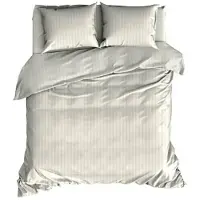 Satin d'or Parure de Lit Satin D'or Satin Rayures Ivoire Satin-200 x 200 / 220 cm | 2-personnes