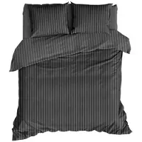 Satin d'or Parure de Lit Satin D'or Satin Rayures Anthracite Satin-240 x 220 cm | Lits-Jumeaux