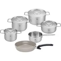Fissler Pure Collection pannenset met Ceratal koekenpan rvs 6-delig, Poêle + casserole, Argent