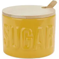 Balvi Sucrier - - Sugar - Jaune - Céramique &amp; Bambou - Motif en relief