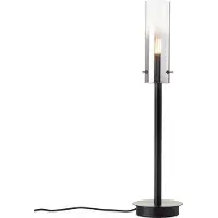 Brilliant Lampe Glasini, lampe de table 44 cm, noir mat/verre fumé, aluminium noir, 1 x C35, E14, 25 W